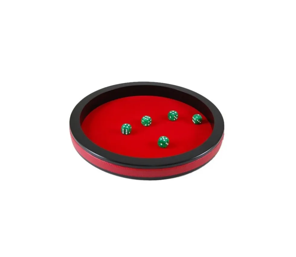 Piste dés rouge et noire de 43 cm avec 5 dés