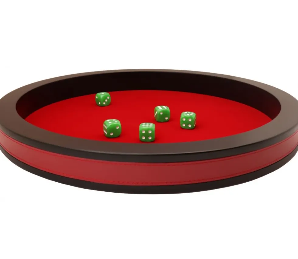 Piste dés rouge et noire de 43 cm avec 5 dés