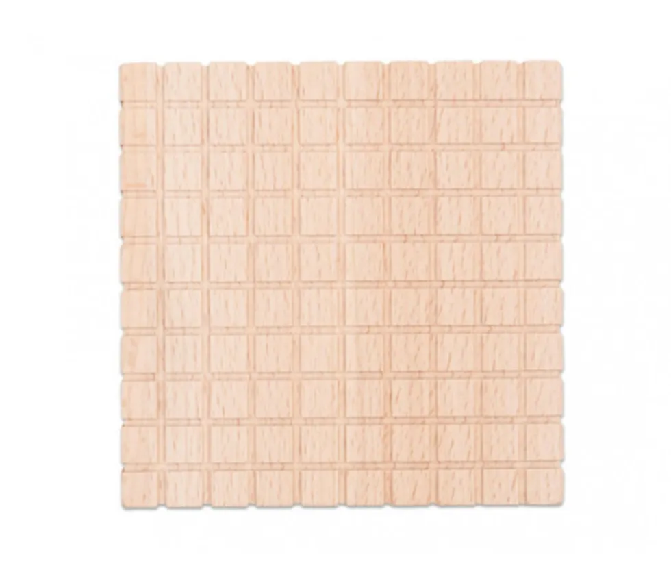 10 plaques 10 x 10 x 1 cm - Barres centaines Base 10 bois naturel
