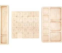 Plateau en bois massif cases pour calcul mathématiques 28 cm