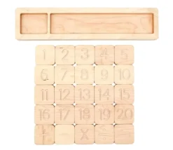 Plateau en bois massif cases pour calcul mathématiques 28 cm