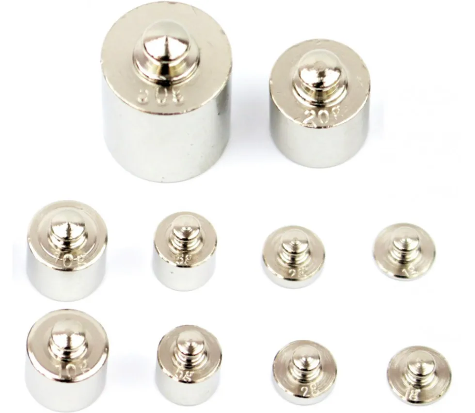 10 Poids empilables métal 1 g à 50 g pour balance