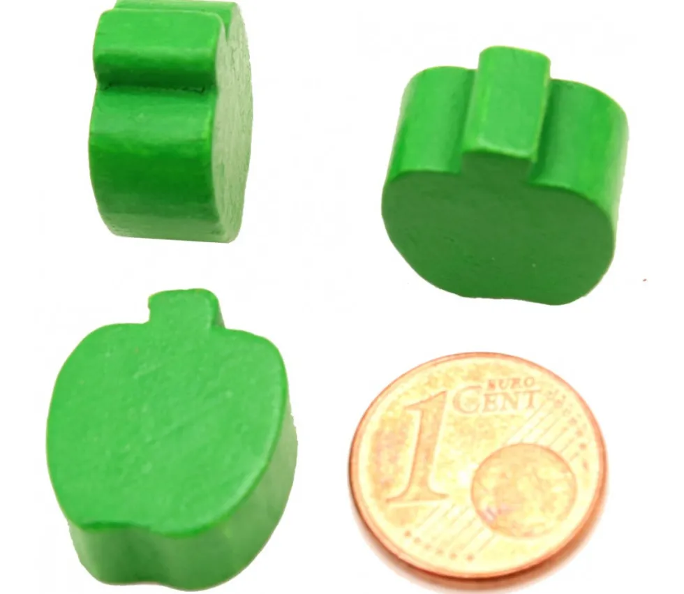 Pomme en bois verte de 16x18x8 mm