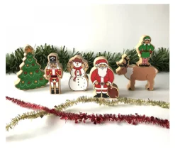 Père Noël en bois 105 x 74 x 25 mm personnage jeu