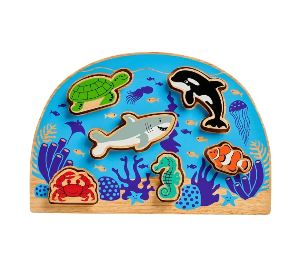 Puzzle bois Animaux de la mer : 6 pièces figurines de jeux - commerce équitable