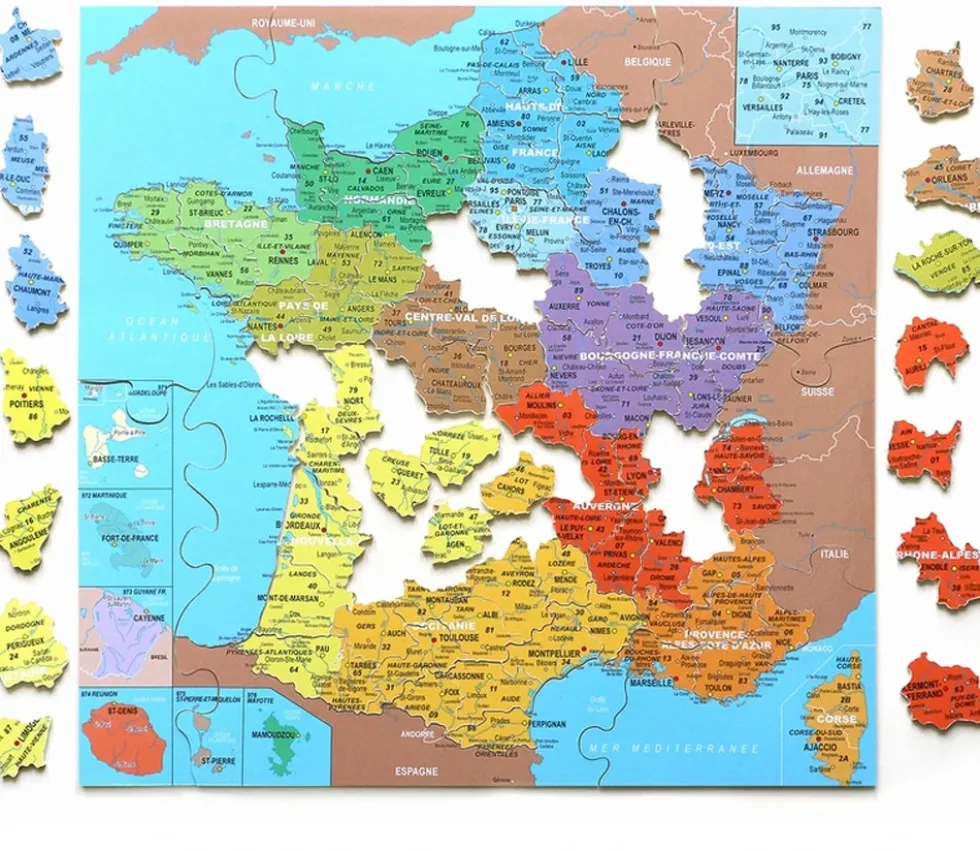 Puzzle bois Carte de France des Départements 100 pièces