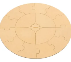 Puzzle bois rond géant neutre 70 cm - 17 pièces Montessori cercle annuel
