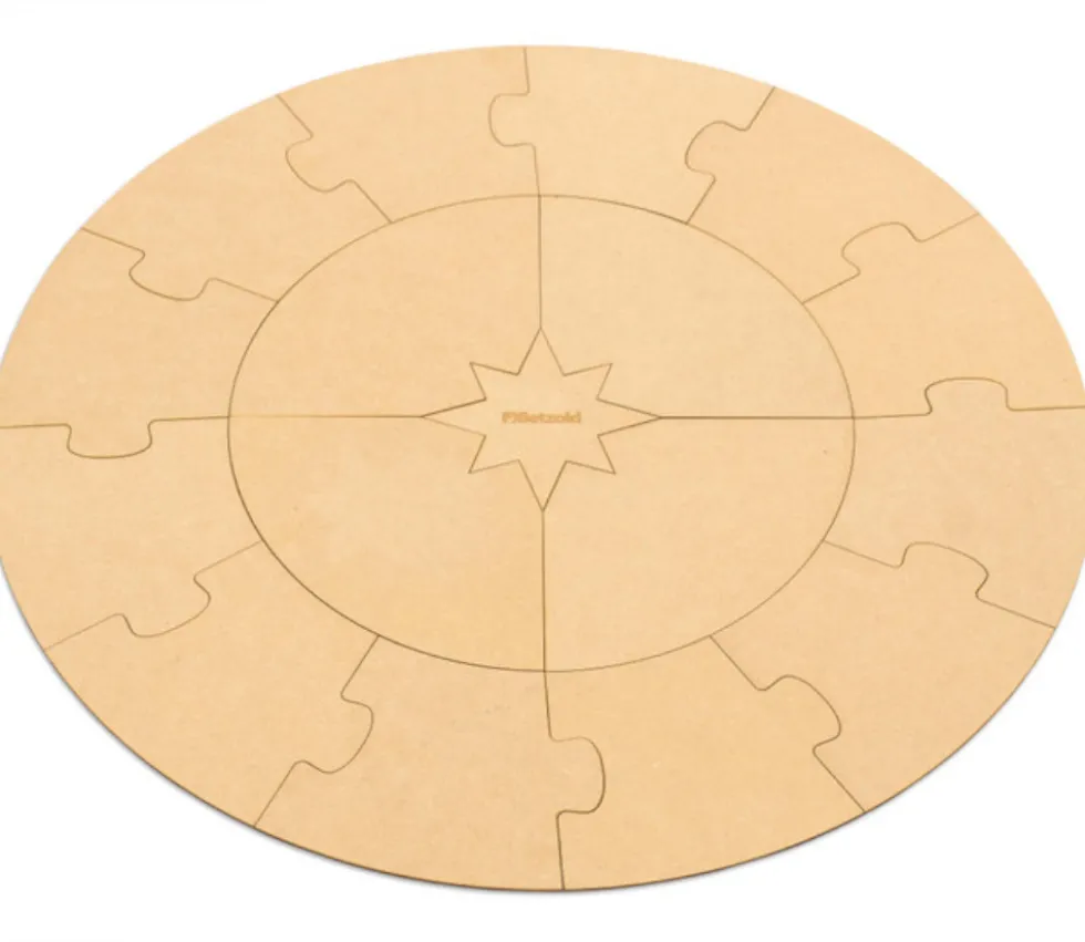 Puzzle bois rond géant neutre 70 cm - 17 pièces Montessori cercle annuel