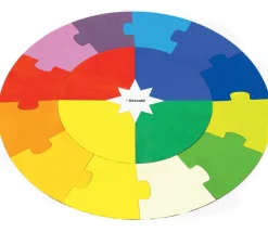 Puzzle bois rond géant neutre 70 cm - 17 pièces Montessori cercle annuel