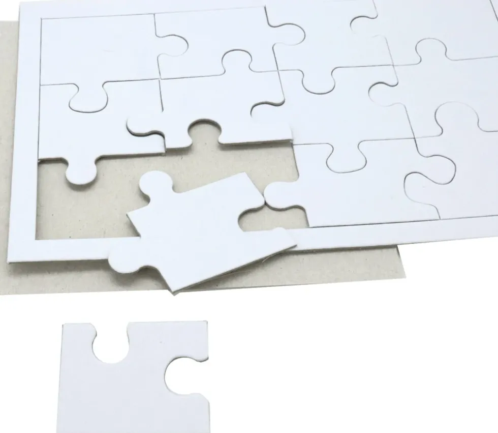 Puzzle carton blanc 12 pièces à personnaliser 22 x 14 cm