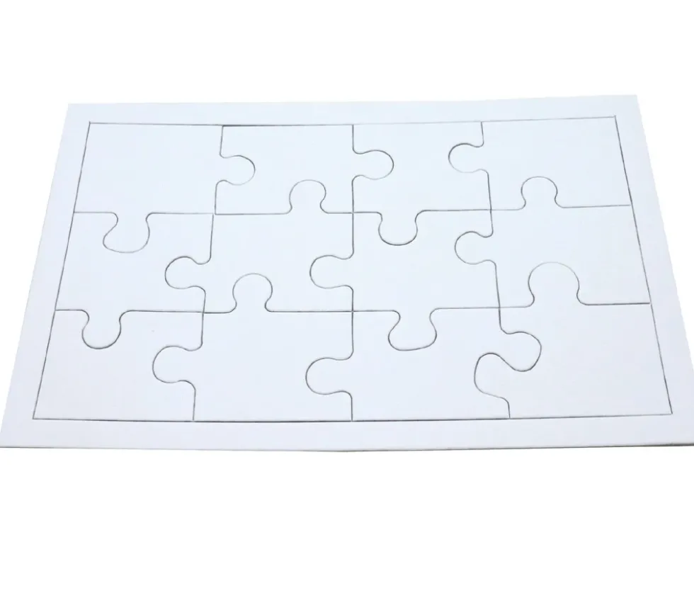 Puzzle carton blanc 12 pièces à personnaliser 22 x 14 cm