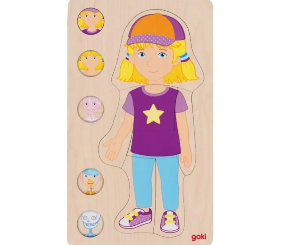 Puzzle corps Humain fille - 5 puzzles bois à étage anatomie