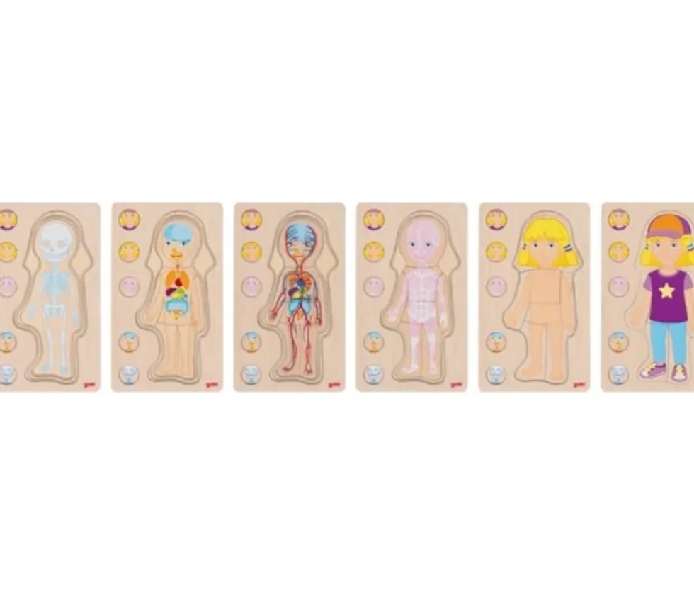 Puzzle corps Humain fille - 5 puzzles bois à étage anatomie