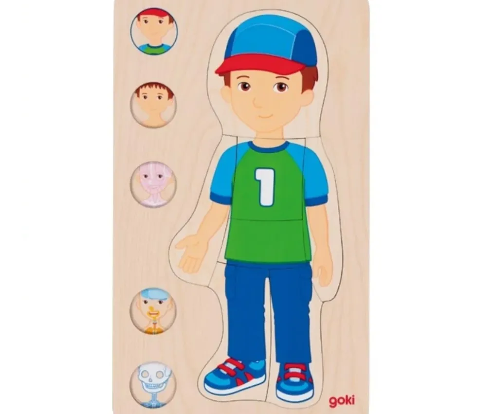 Puzzle corps Humain garçon - 5 puzzles bois à étage anatomie