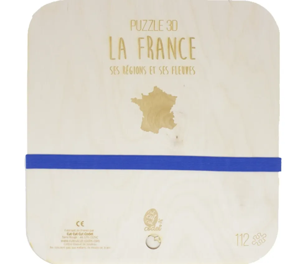 Puzzle éducatif en bois - La France (3 niveaux : département, région et fleuve)