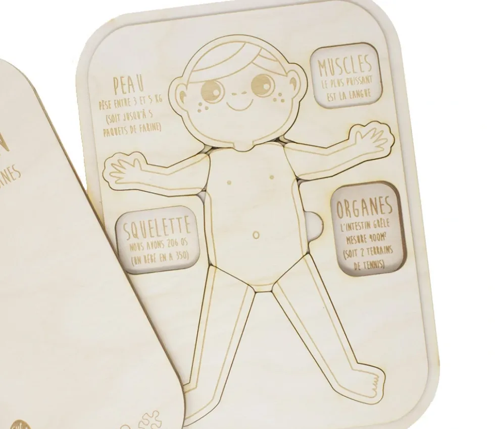 Puzzle éducatif en bois Le corps humain : muscle, squelette et organes