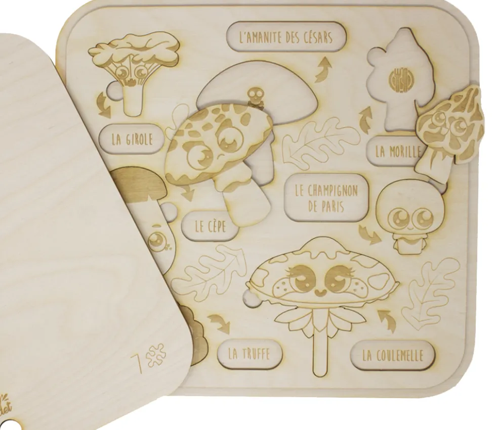 Puzzle éducatif en bois - Les champignons