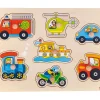 Puzzle en bois à boutons 7 véhicules à encastrer