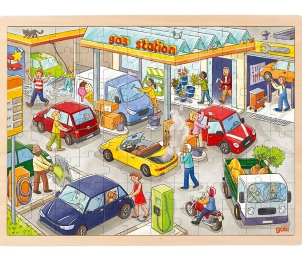 Puzzle en bois de 96 pièces Station service
