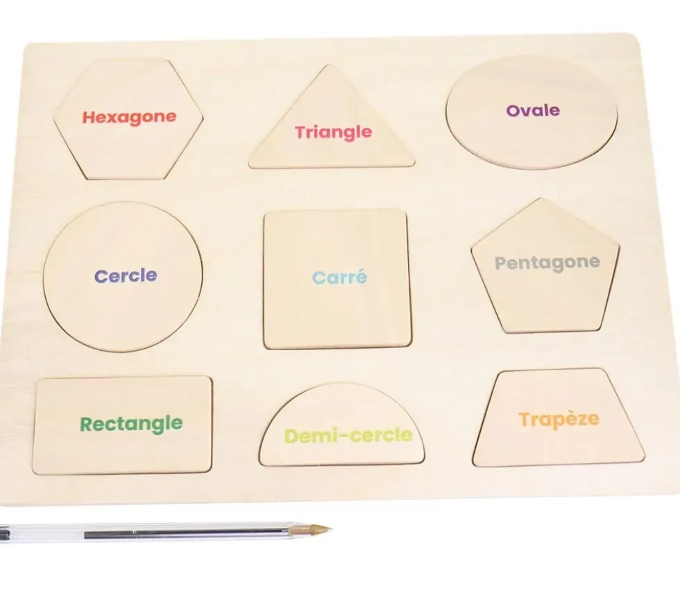 Puzzle en bois 9 formes géométriques