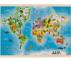 Puzzle en bois 192 pièces carte du monde 46.5 x 33 cm