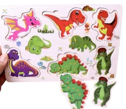 Puzzle en bois 6 à 7 pièces à encastrer animaux savane