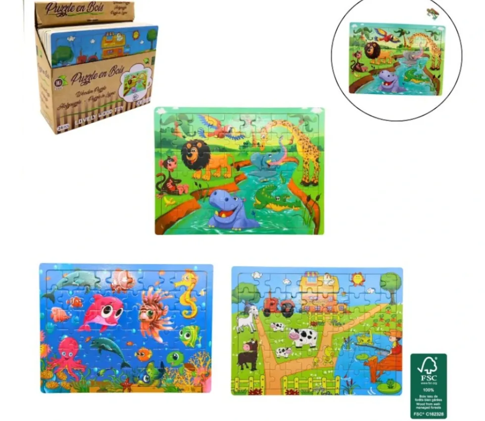 Puzzle en bois 60 pièces - thème ferme