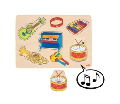 Puzzle en bois sonore instruments de musique à encastrer avec boutons