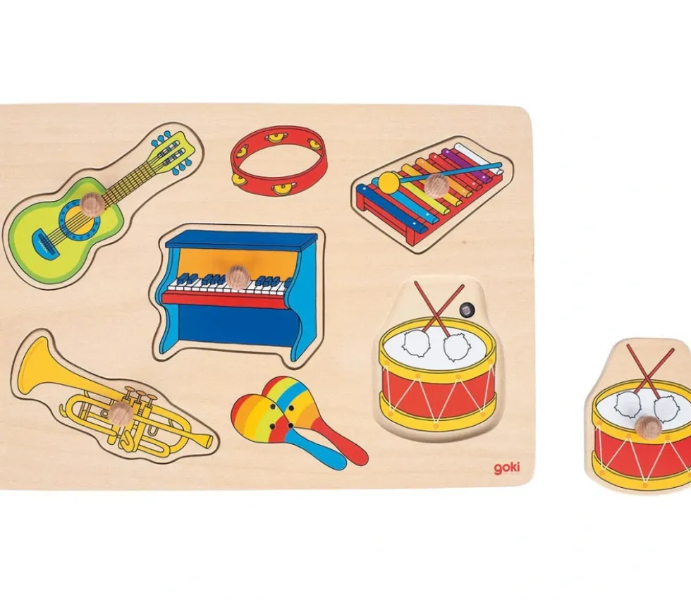 Puzzle en bois sonore instruments de musique à encastrer avec boutons