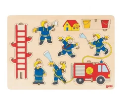 Puzzle et empilement en bois Les pompiers 8 pièces