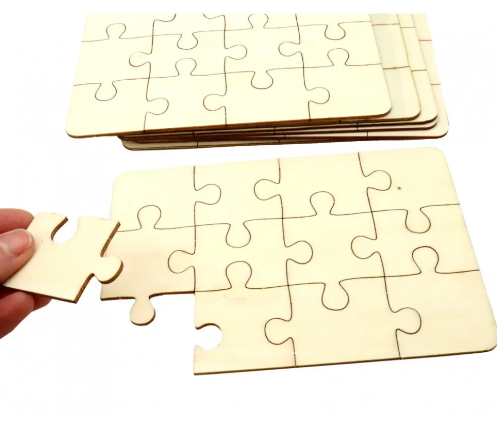 8 Puzzles bois 12 pièces à personnaliser rectangle 18 x 12 cm