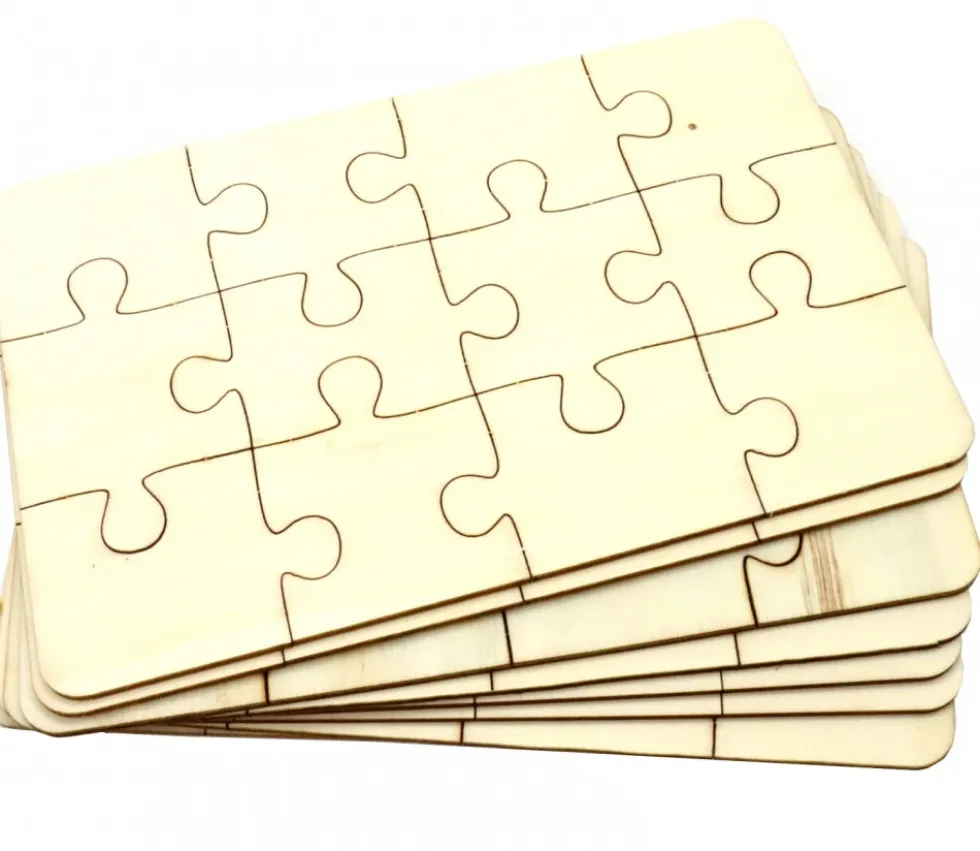 8 Puzzles bois 12 pièces à personnaliser rectangle 18 x 12 cm