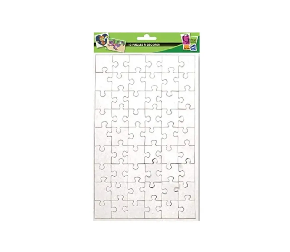 10 Puzzles carton blanc 54 pièces à personnaliser 24 x 16 cm