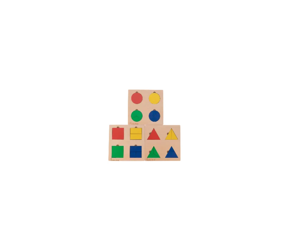 3 Puzzles fractions et portions en bois