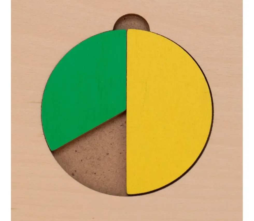3 Puzzles fractions et portions en bois