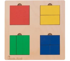 3 Puzzles fractions et portions en bois