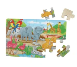3 puzzles 24 pièces en bois animaux 27 x 17 cm