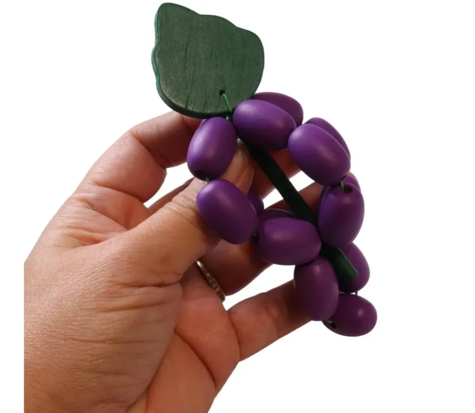 Raisin violet en bois 4 x 9.5 cm fruit jouet