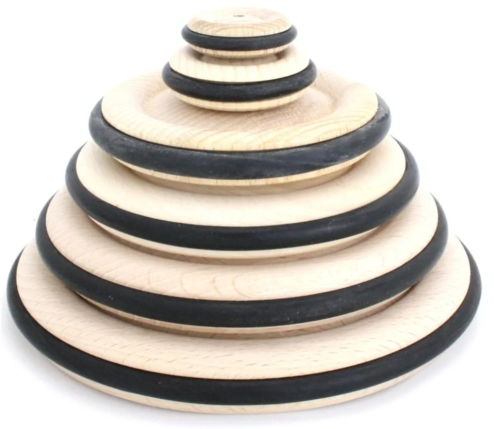 Roue en bois de 3.4 cm avec pneu caoutchouc noir