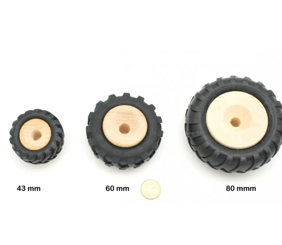 Roue tracteur de 8 cm avec pneu caoutchouc