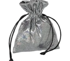 Sac argenté brillant 10 x 12,5 cm