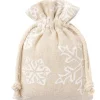 Sac beige flocon 8 x 10 cm imitation lin