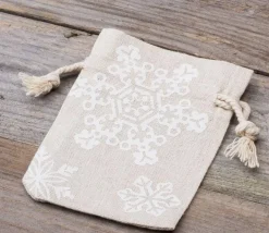 Sac beige flocon 8 x 10 cm imitation lin