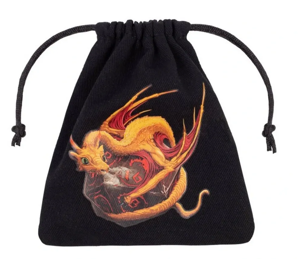 Sac de dés noir Adorable Dragon 11x10 cm