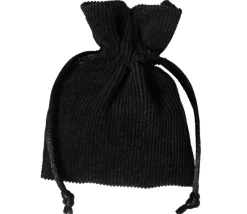 Sac noir velours épais avec cordon de serrage - 10 x 12.5 cm