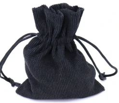 Sac noir velours épais avec cordon de serrage - 10 x 12.5 cm