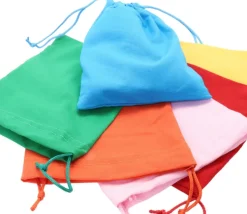 6 sacs colorés en coton 20 x 15 cm taille M