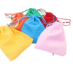 6 sacs colorés en coton 14 x 10 cm taille S