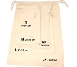 Sac tissu M 20 x 15 cm - sachet 100% coton pour pions de jeux