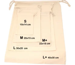 Sac tissu S 14 x 10 cm - sachet 100 % coton pour pions de jeux
